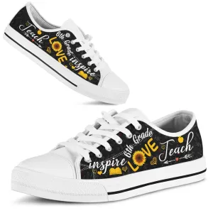 6th Grade Teach Sunflower Low Top Shoes, Teacher Shoes, Low Top Sneakers