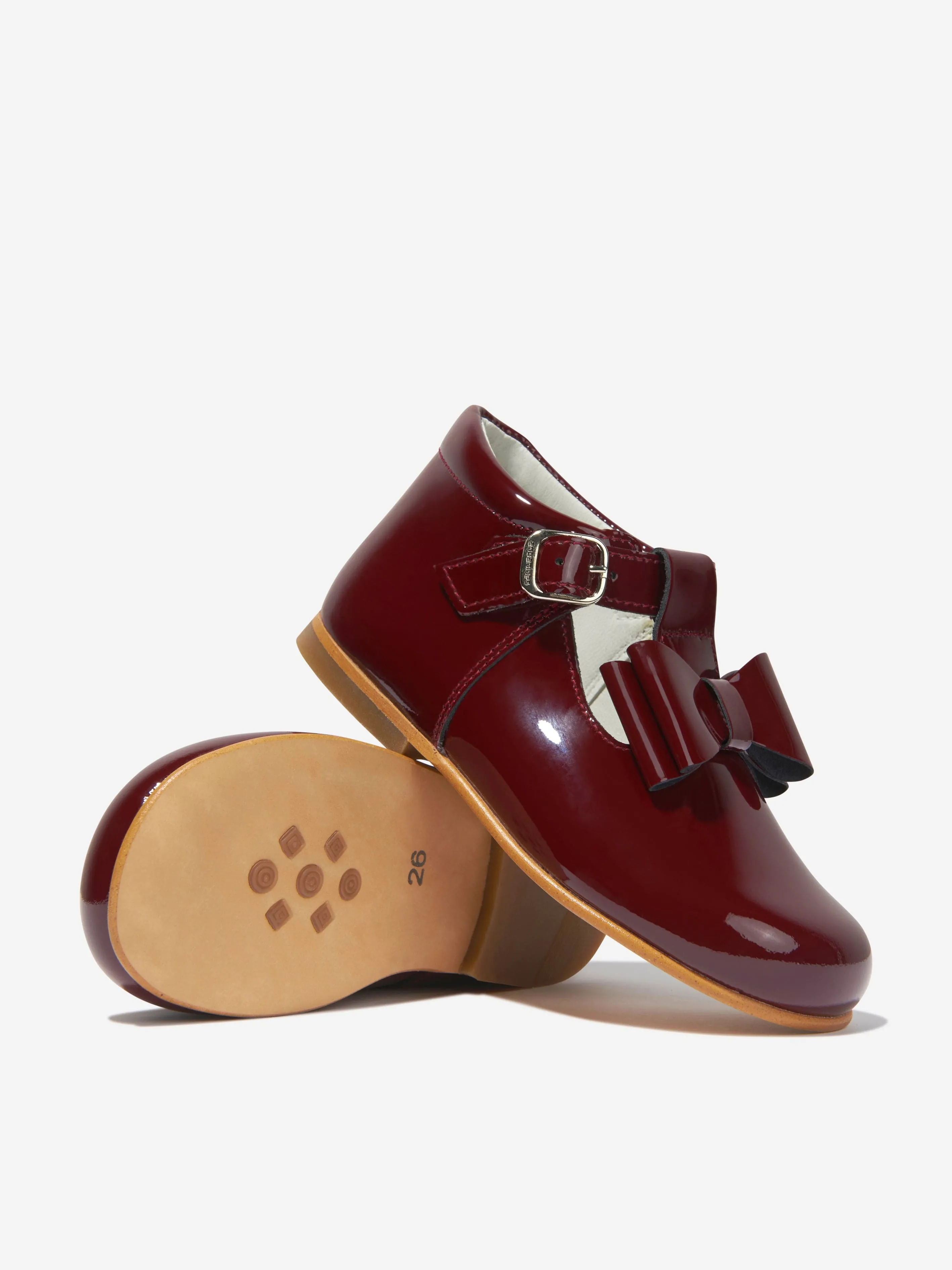 Andanines Girls Patent Leather Bow Shoes