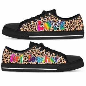 Art Teacher Leopard Love Low Top Shoes, Teacher Shoes, Low Top Sneakers