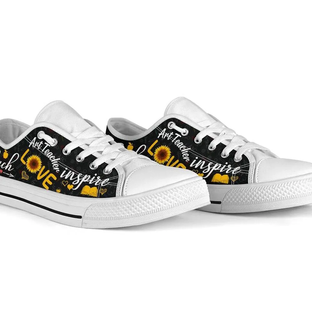 Art Teacher Teach Sunflower Low Top Shoes, Teacher Shoes, Low Top Sneakers