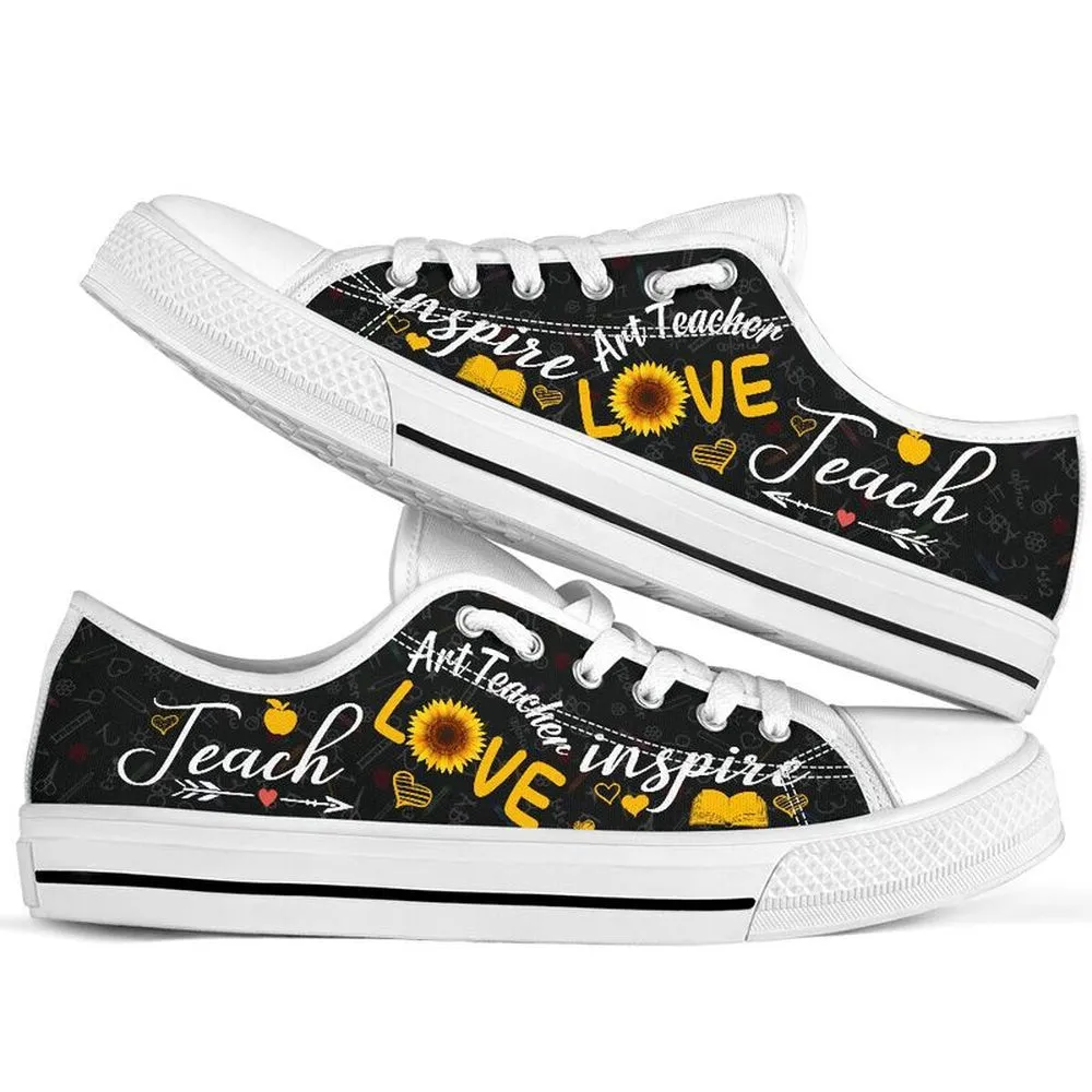 Art Teacher Teach Sunflower Low Top Shoes, Teacher Shoes, Low Top Sneakers