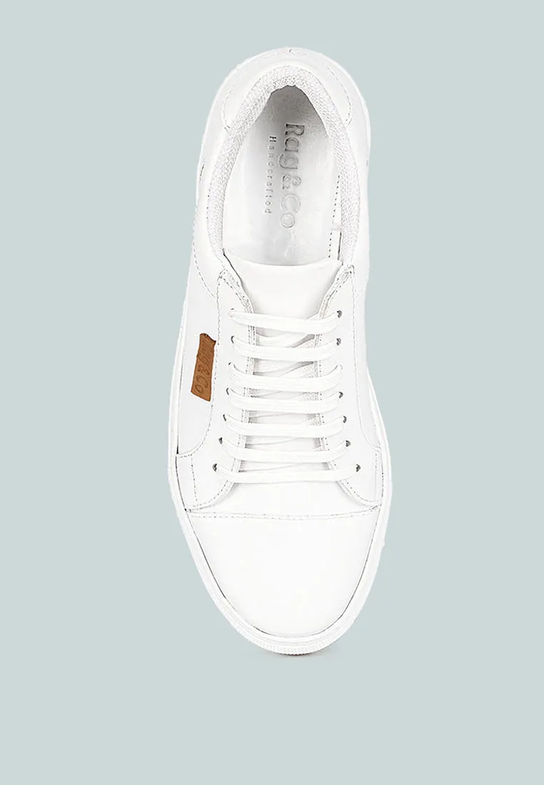 ASHFORD White Fine Leather Handcrafted Sneakers