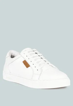 ASHFORD White Fine Leather Handcrafted Sneakers