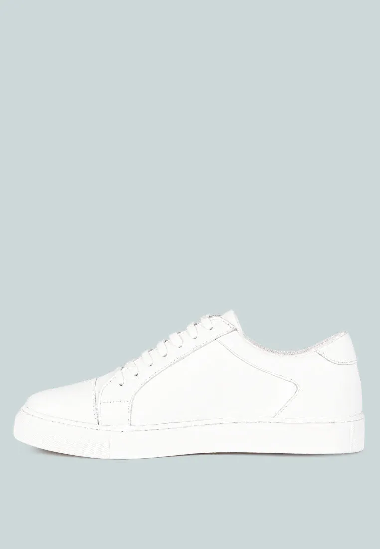 ASHFORD White Fine Leather Handcrafted Sneakers