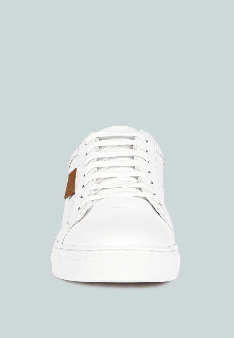 ASHFORD White Fine Leather Handcrafted Sneakers