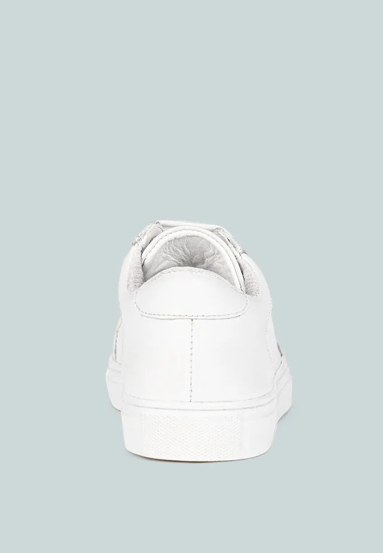 ASHFORD White Fine Leather Handcrafted Sneakers