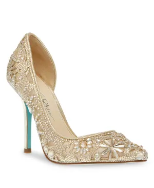 Betsey Johnson Women's Chic Rhinestone Pumps Gold