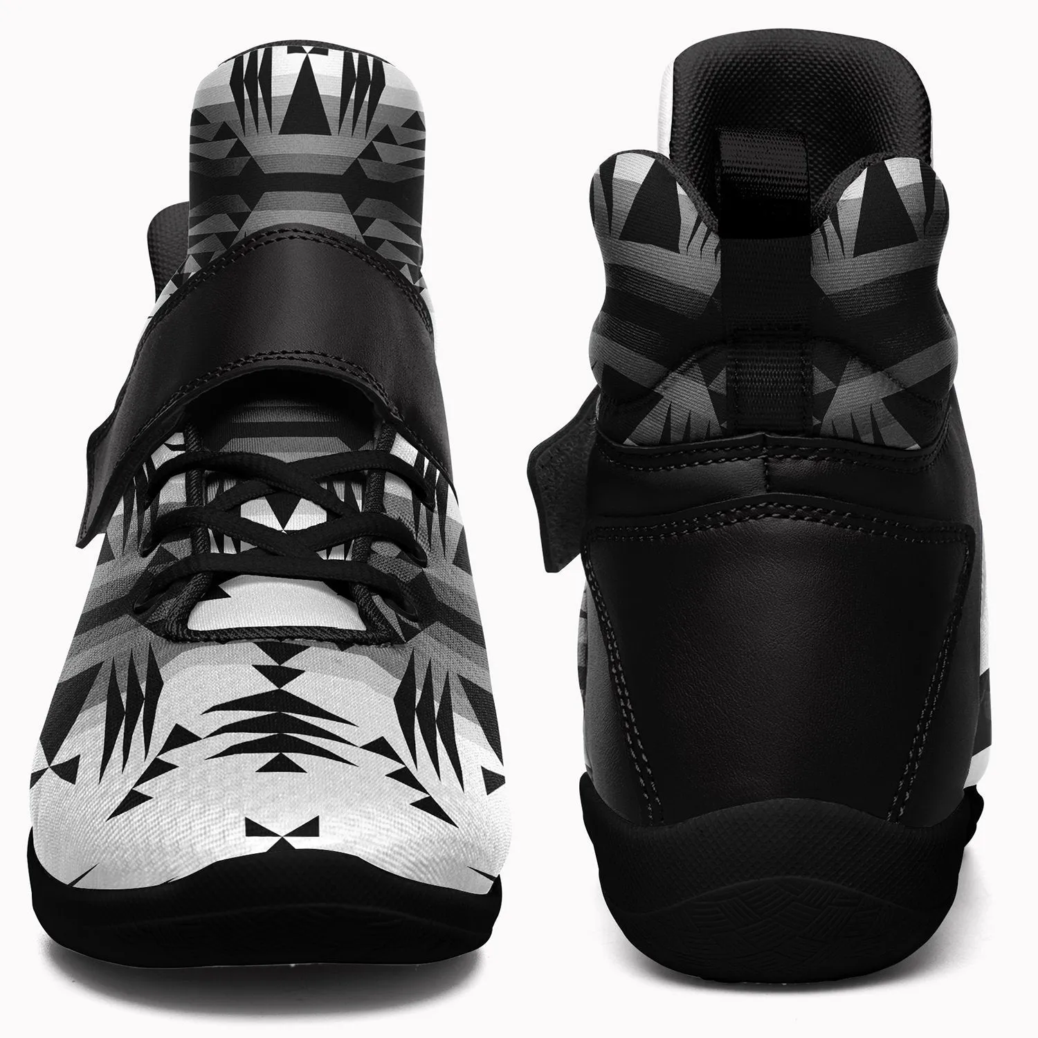 Between the Mountains White and Black Ipottaa Basketball / Sport High Top Shoes - Black Sole