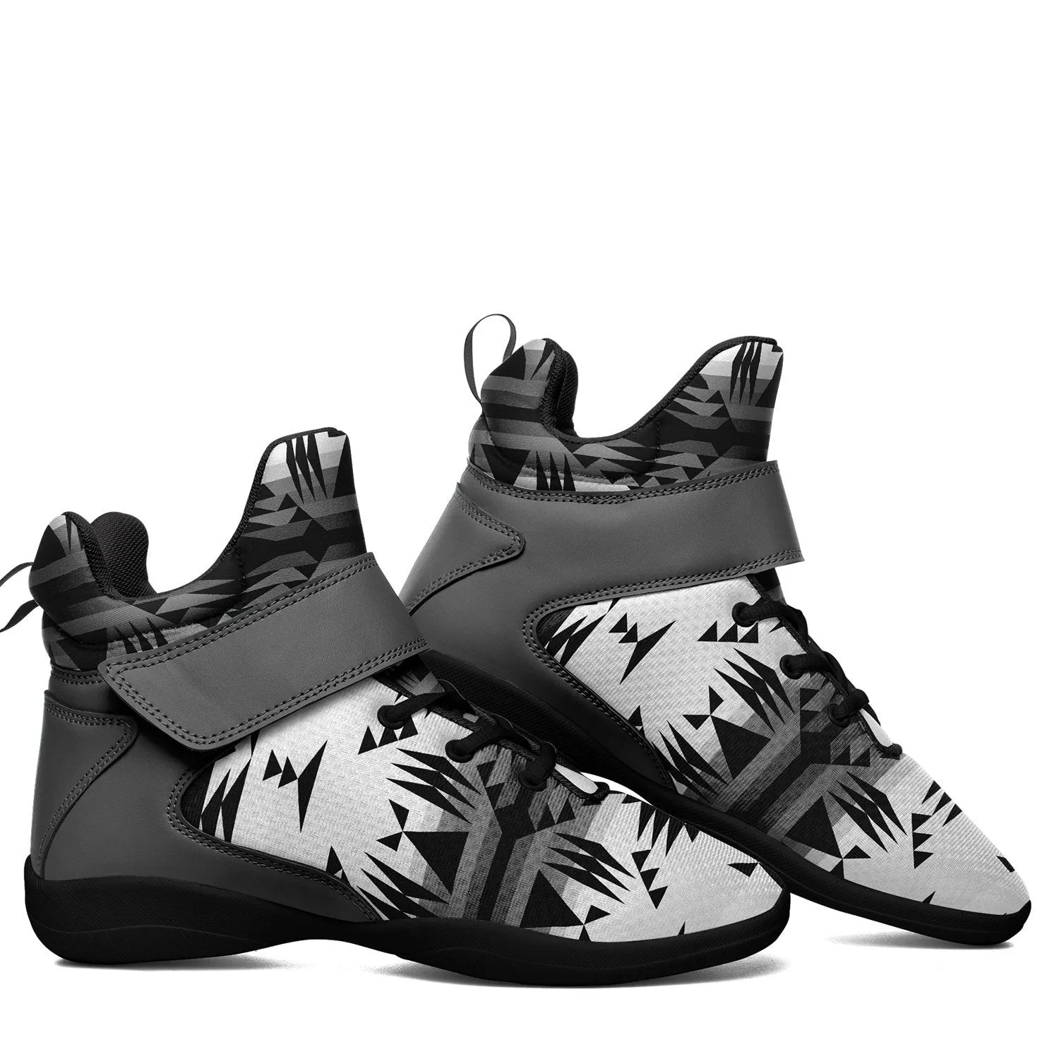 Between the Mountains White and Black Ipottaa Basketball / Sport High Top Shoes - Black Sole