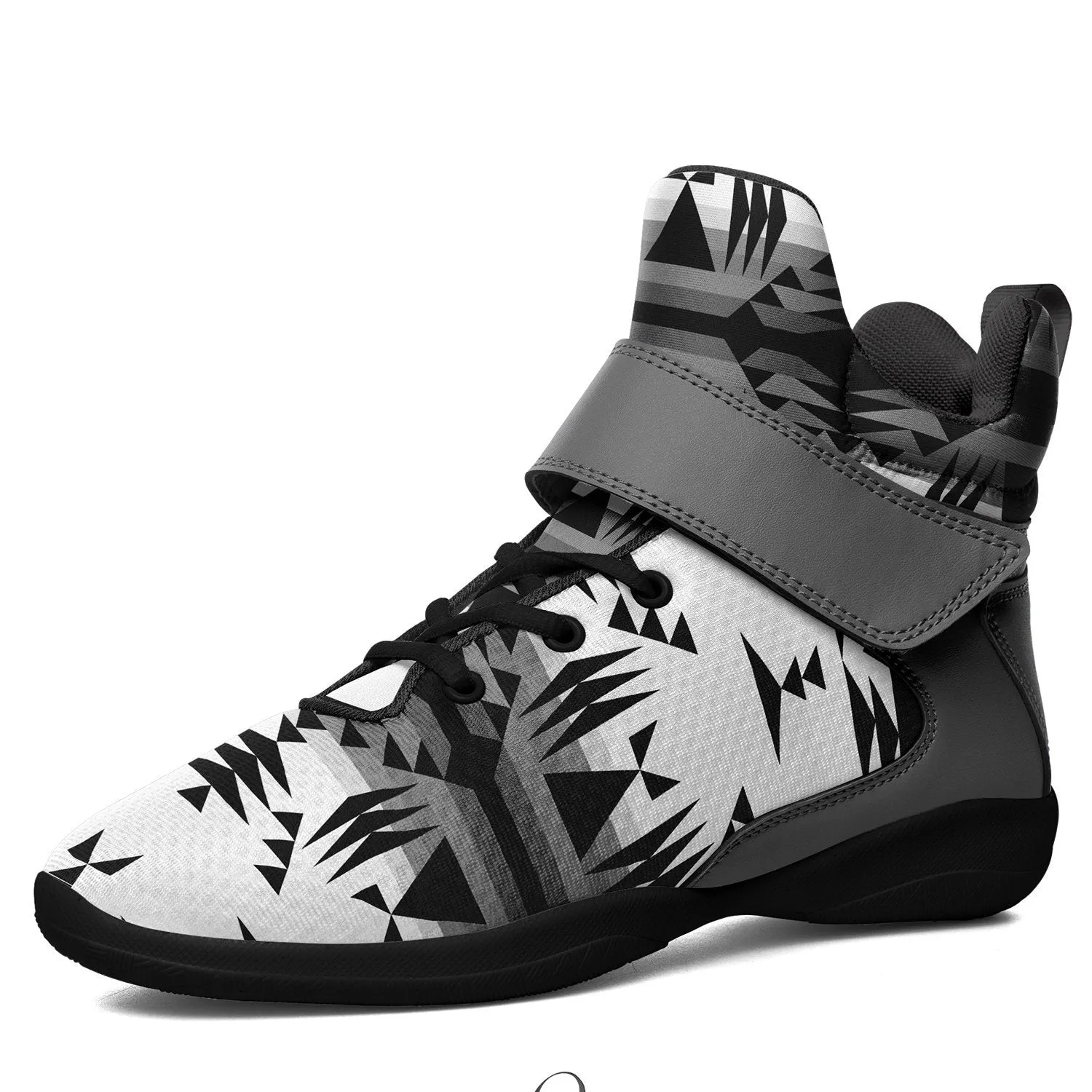 Between the Mountains White and Black Ipottaa Basketball / Sport High Top Shoes - Black Sole