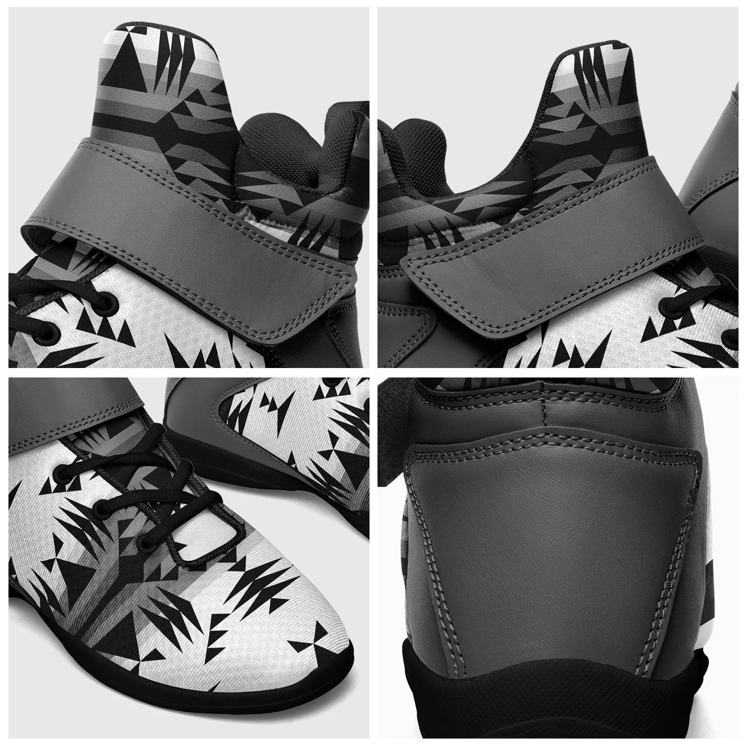 Between the Mountains White and Black Ipottaa Basketball / Sport High Top Shoes - Black Sole