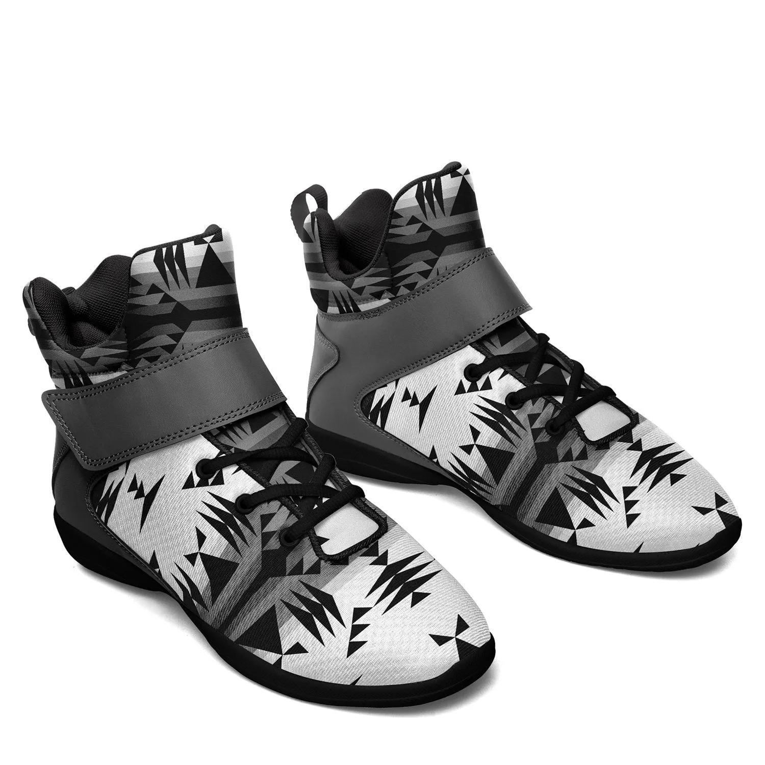 Between the Mountains White and Black Ipottaa Basketball / Sport High Top Shoes - Black Sole