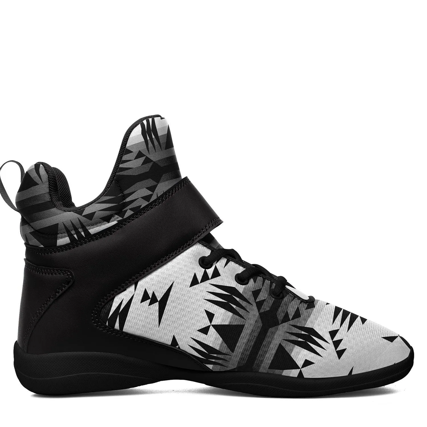 Between the Mountains White and Black Ipottaa Basketball / Sport High Top Shoes - Black Sole