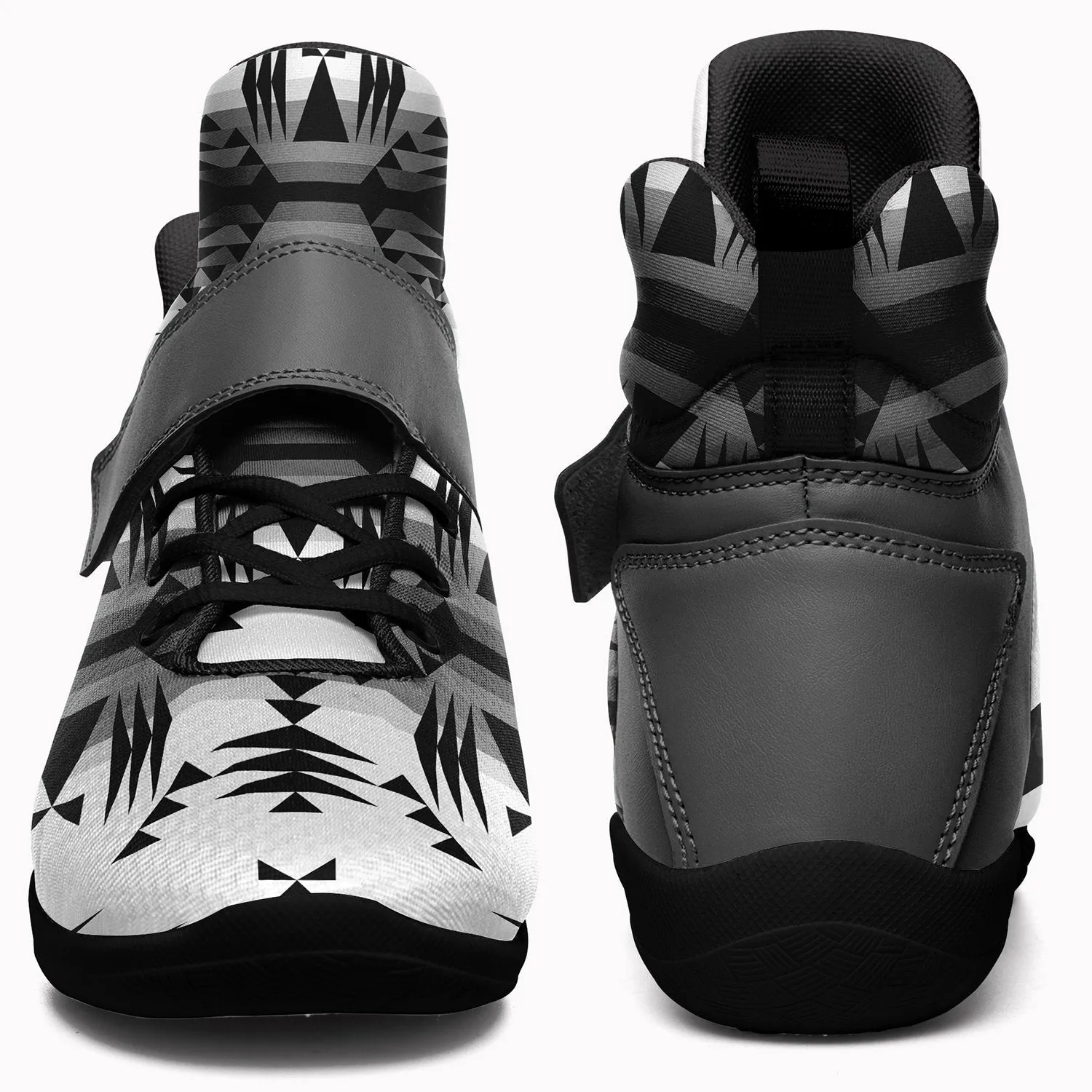 Between the Mountains White and Black Ipottaa Basketball / Sport High Top Shoes - Black Sole