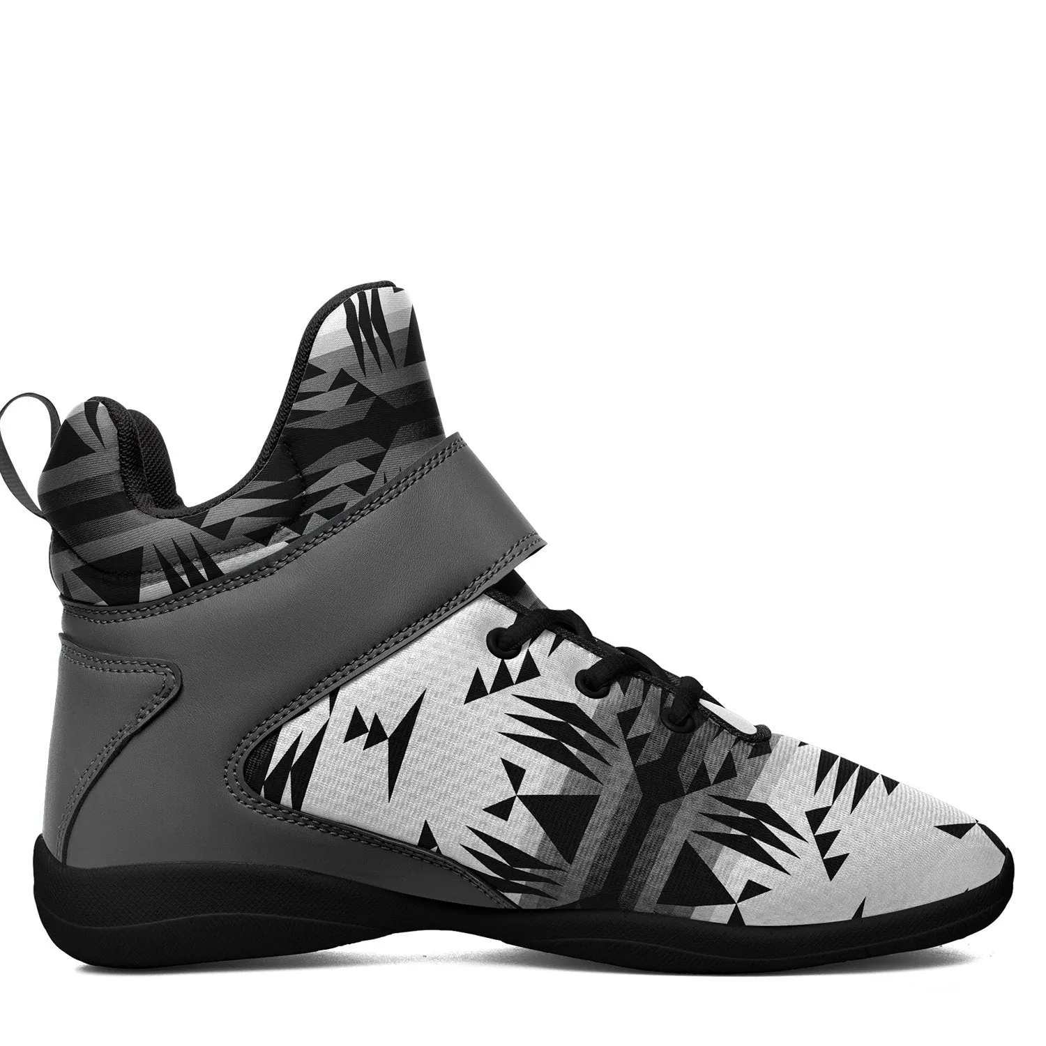 Between the Mountains White and Black Ipottaa Basketball / Sport High Top Shoes - Black Sole