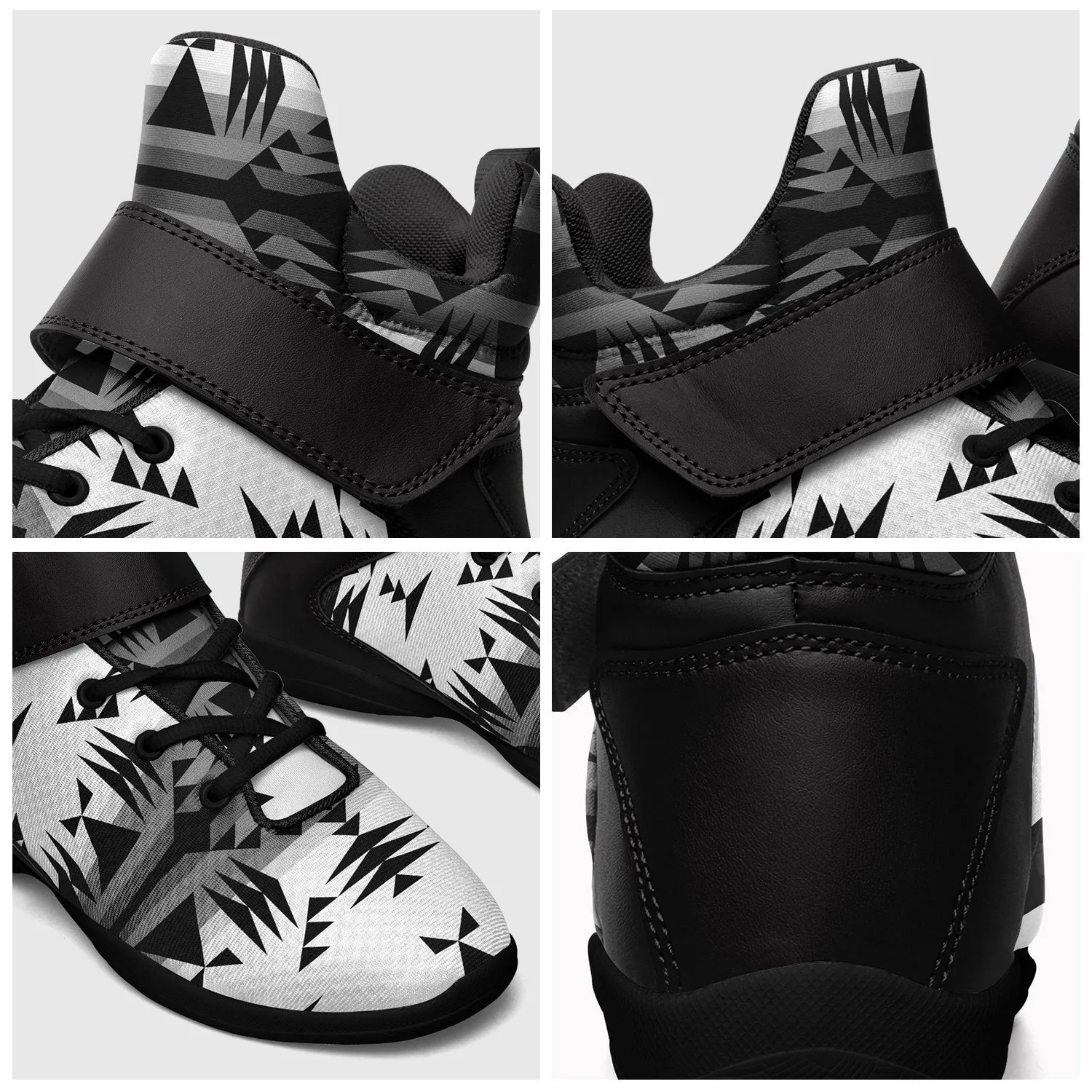 Between the Mountains White and Black Ipottaa Basketball / Sport High Top Shoes - Black Sole