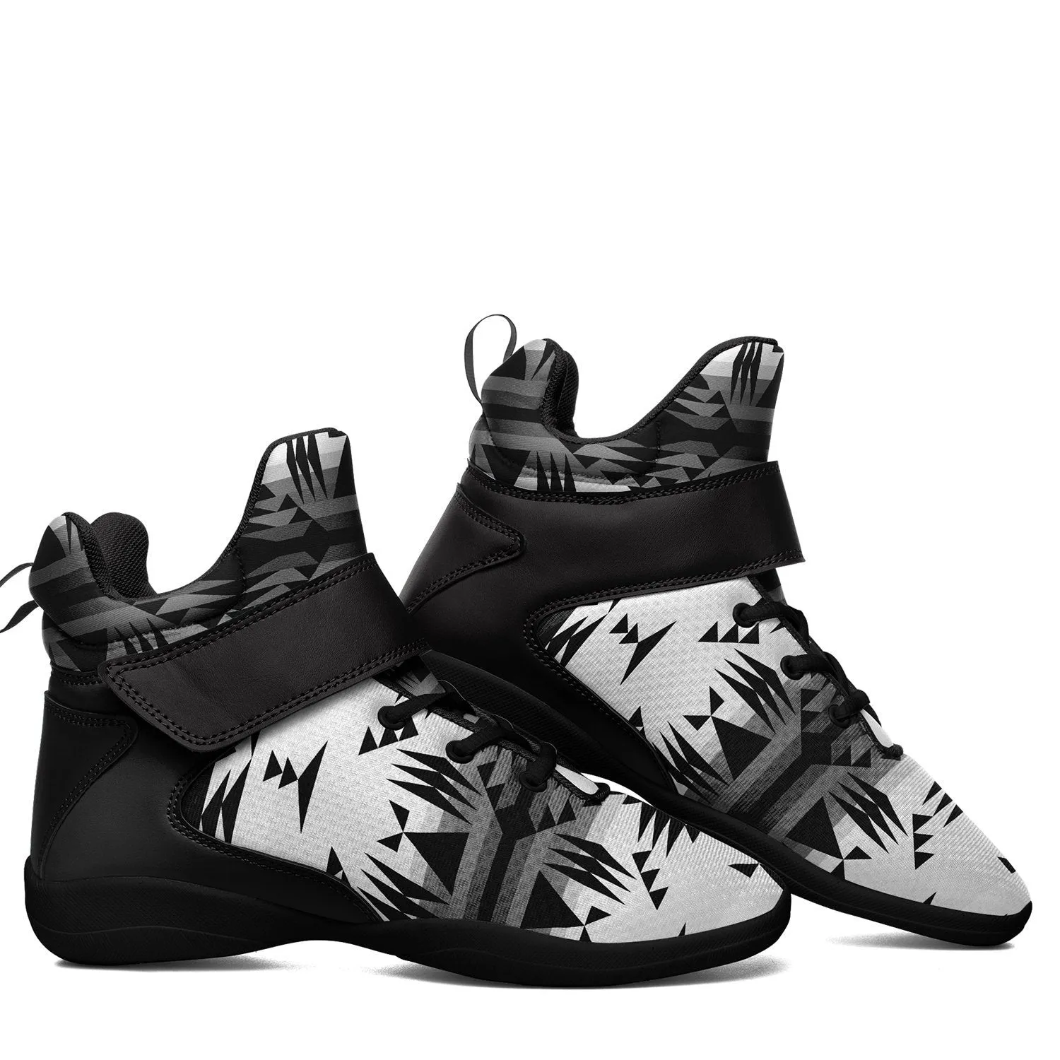 Between the Mountains White and Black Ipottaa Basketball / Sport High Top Shoes - Black Sole