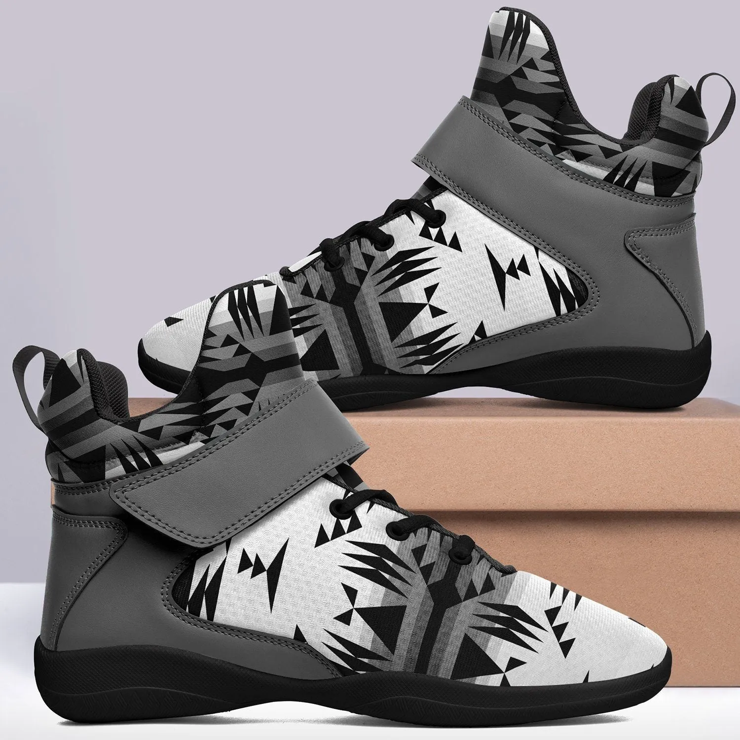 Between the Mountains White and Black Ipottaa Basketball / Sport High Top Shoes - Black Sole