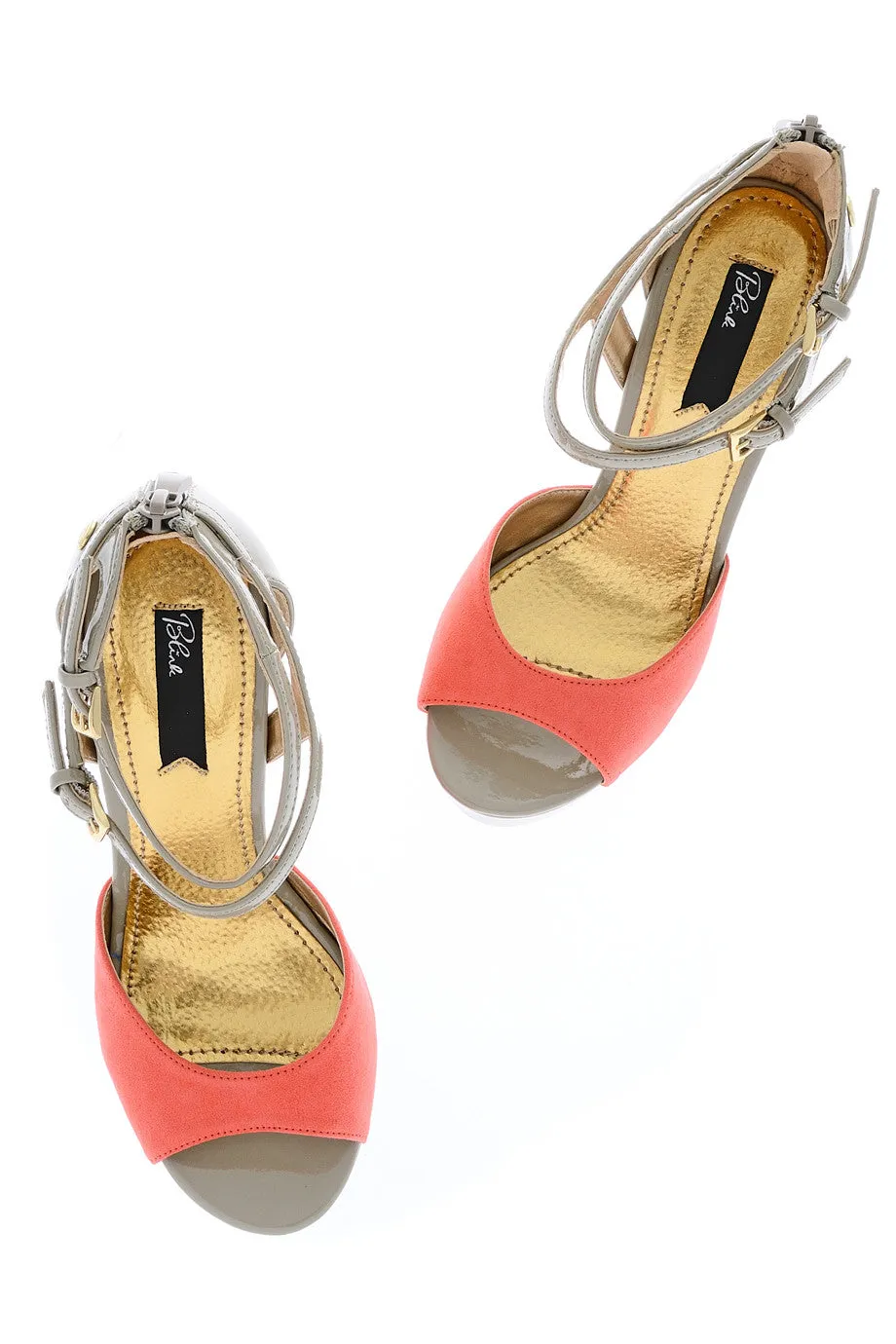 BLINK FLORANCE Coral Taupe Strap Wedges