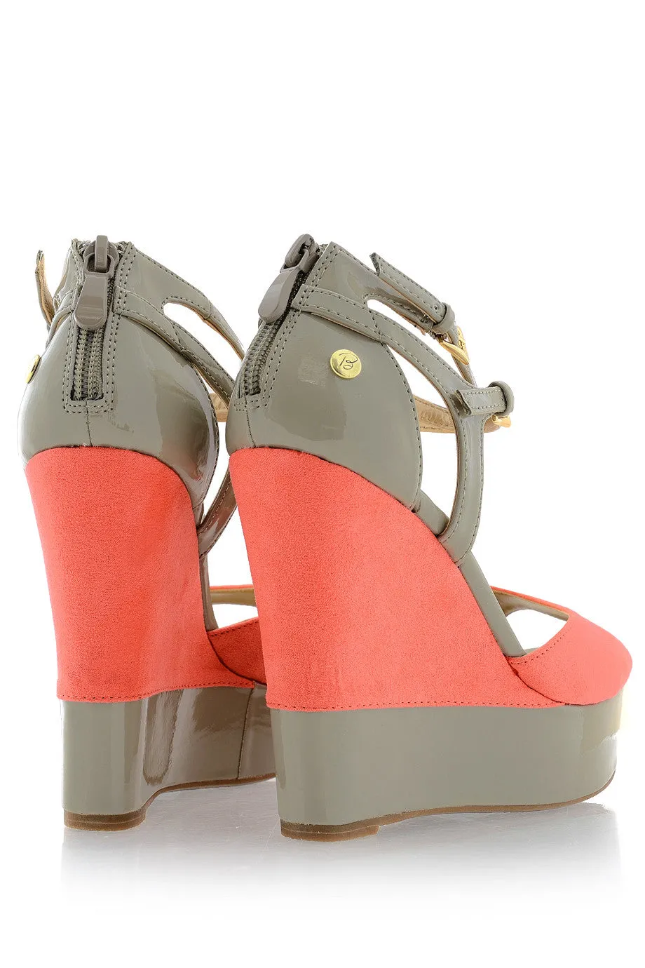 BLINK FLORANCE Coral Taupe Strap Wedges