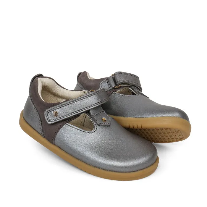 Bobux Iwalk Louise Charcoal Shimmer Grey 633016 T Bar Girls Size 22 ONLY