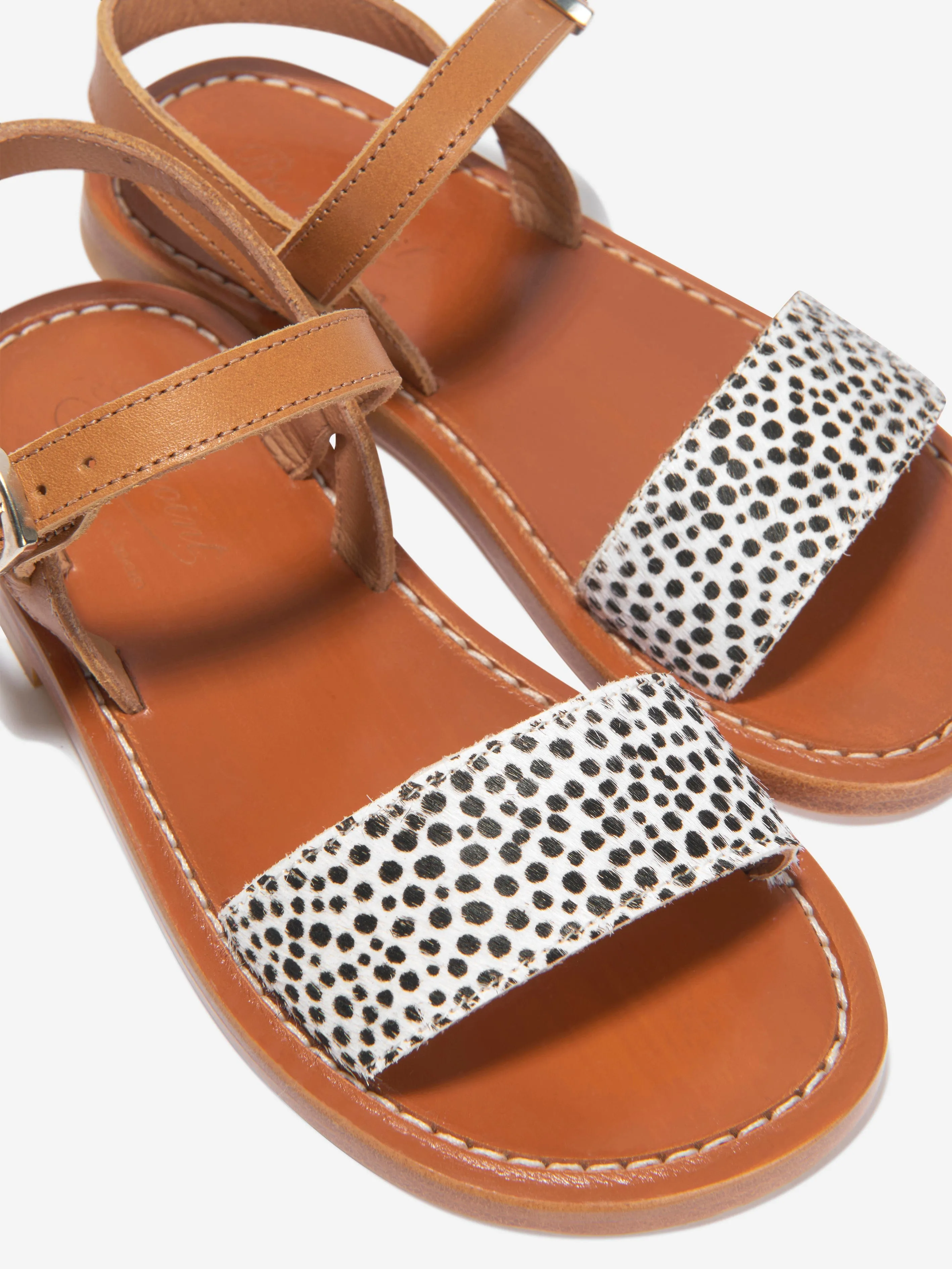 Bonpoint Girls Leather Aniaml Print Sandals