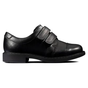 Boys Clarks Scala Skye Kid Black Leather Shoes