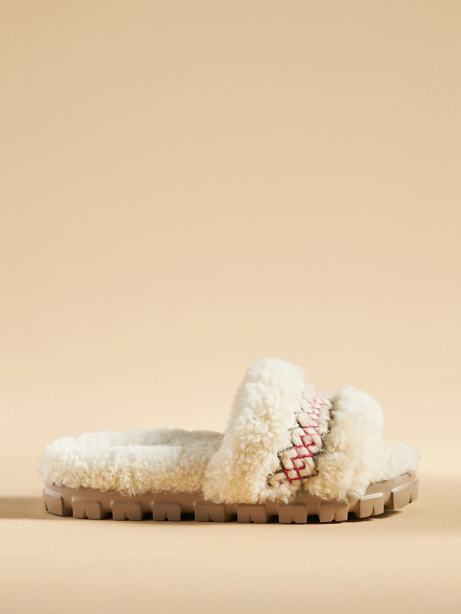 Braided sheepskin slippers