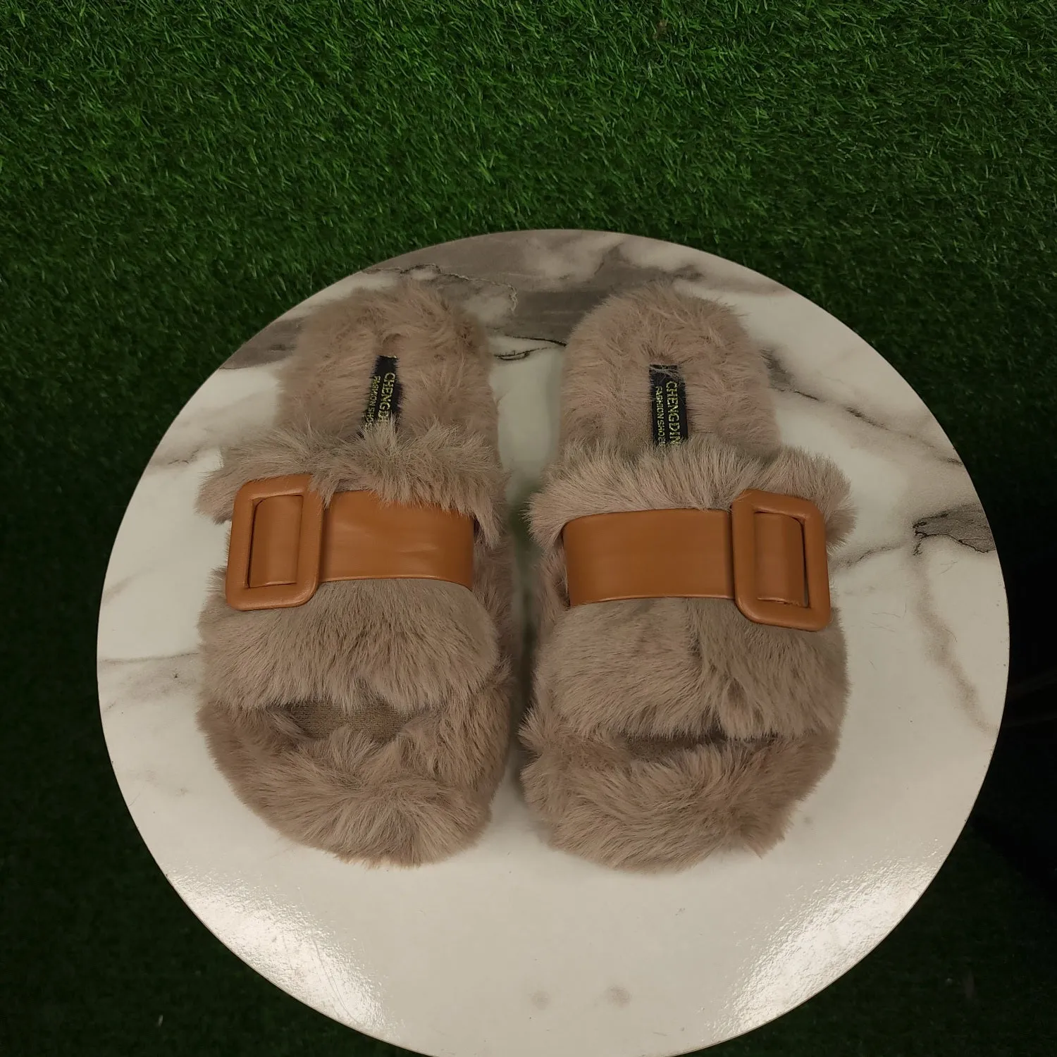 Brown Camel Fur Slippers