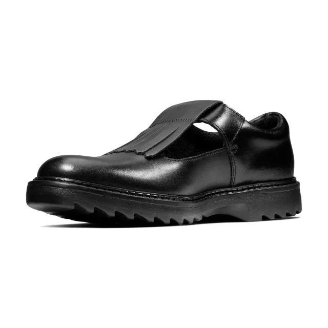 Clarks Asher Verve Black Leather Girls School Shoes