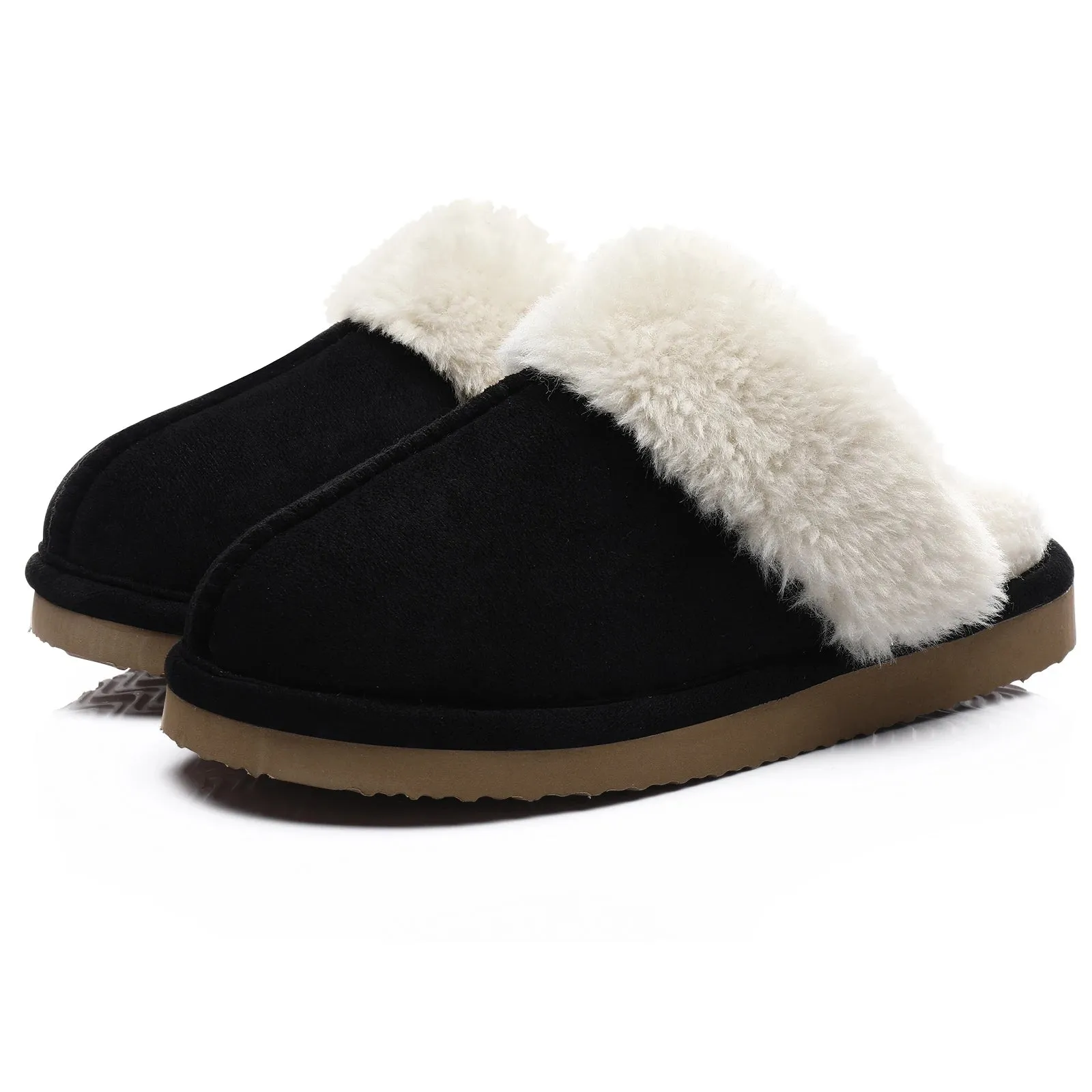 Comwarm Fluffy Fur Slippers for Women Winter Warm Home Slippers Faux Fur House Mules Shoes Indoor Bedroom Comfy Fuzzy Slides