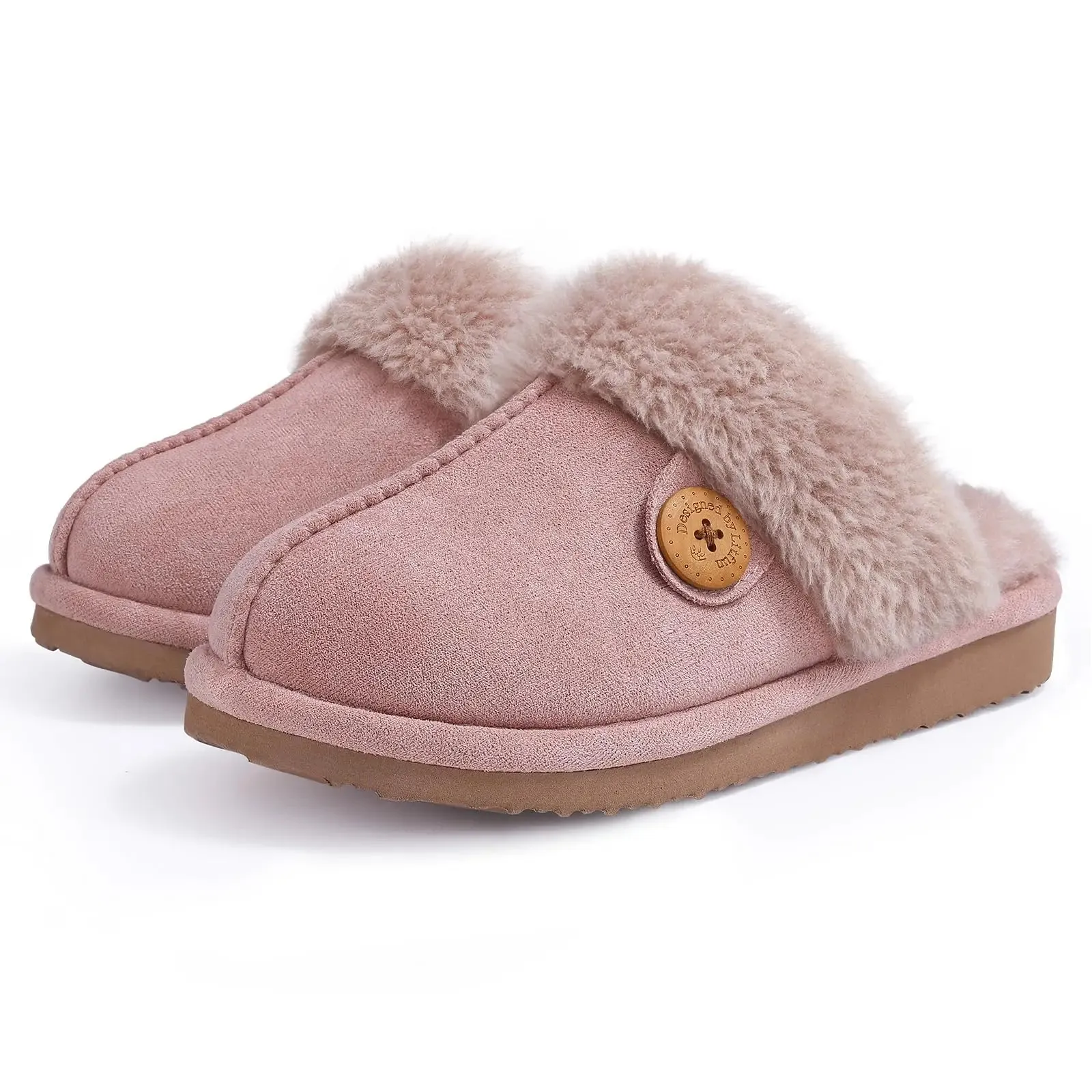 Comwarm Fluffy Fur Slippers for Women Winter Warm Home Slippers Faux Fur House Mules Shoes Indoor Bedroom Comfy Fuzzy Slides