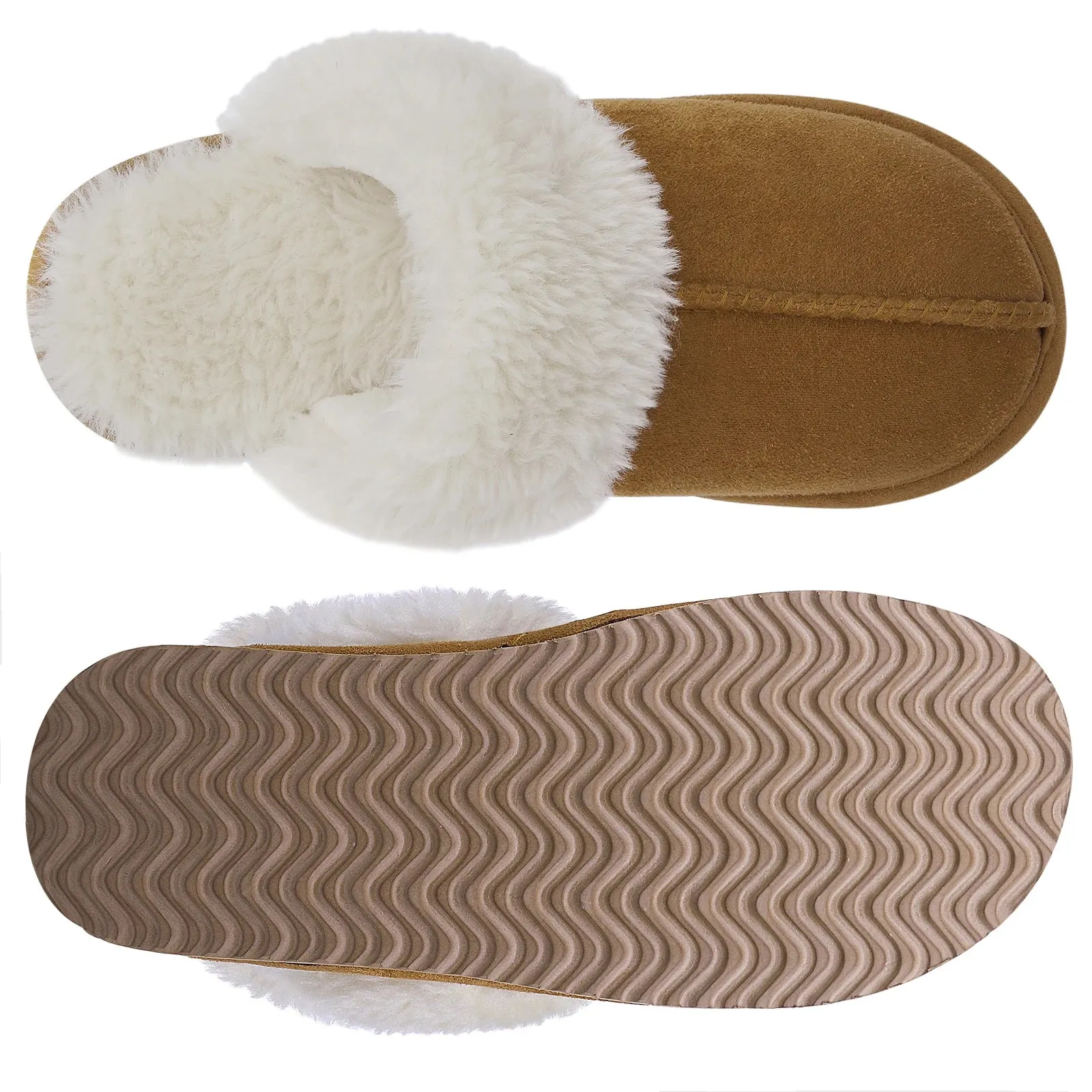 Comwarm Fluffy Fur Slippers for Women Winter Warm Home Slippers Faux Fur House Mules Shoes Indoor Bedroom Comfy Fuzzy Slides