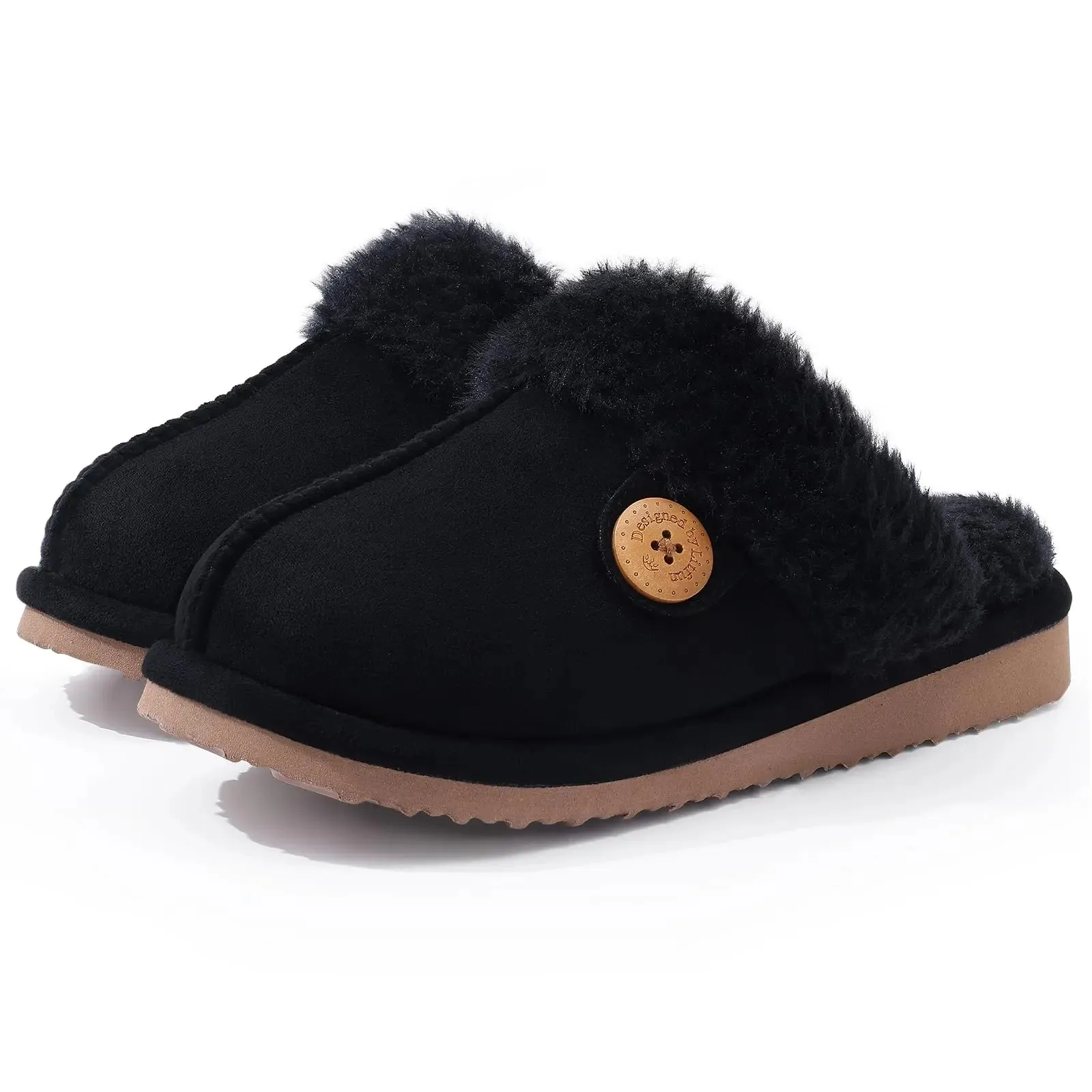 Comwarm Fluffy Fur Slippers for Women Winter Warm Home Slippers Faux Fur House Mules Shoes Indoor Bedroom Comfy Fuzzy Slides