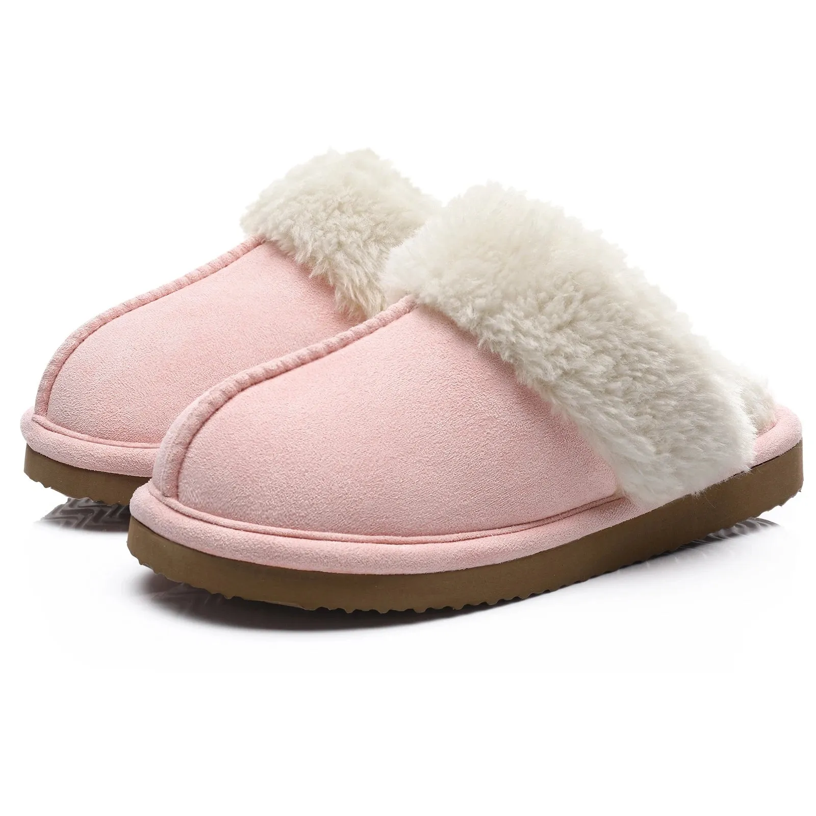 Comwarm Fluffy Fur Slippers for Women Winter Warm Home Slippers Faux Fur House Mules Shoes Indoor Bedroom Comfy Fuzzy Slides