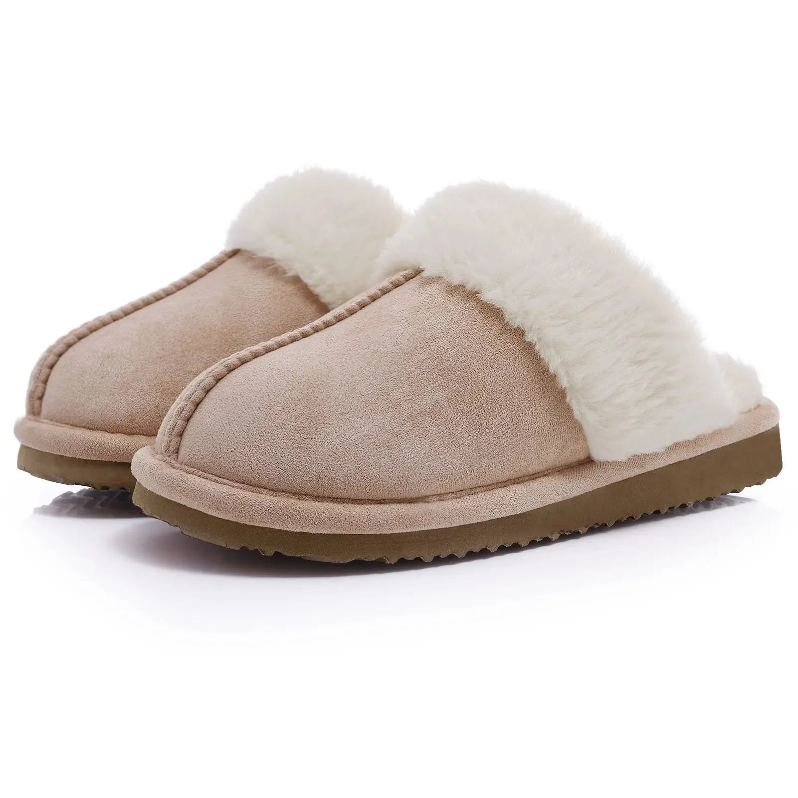 Comwarm Fluffy Fur Slippers for Women Winter Warm Home Slippers Faux Fur House Mules Shoes Indoor Bedroom Comfy Fuzzy Slides