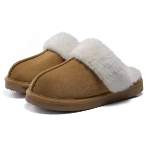 Comwarm Fluffy Fur Slippers for Women Winter Warm Home Slippers Faux Fur House Mules Shoes Indoor Bedroom Comfy Fuzzy Slides