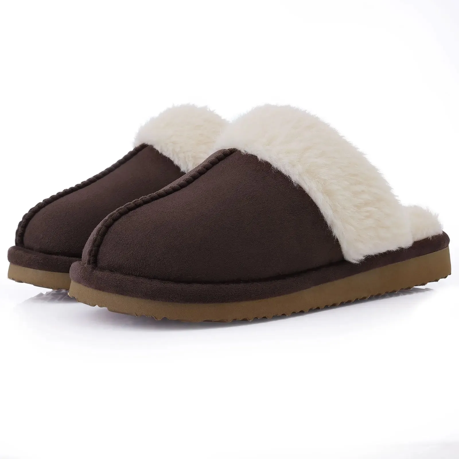 Comwarm Fluffy Fur Slippers for Women Winter Warm Home Slippers Faux Fur House Mules Shoes Indoor Bedroom Comfy Fuzzy Slides