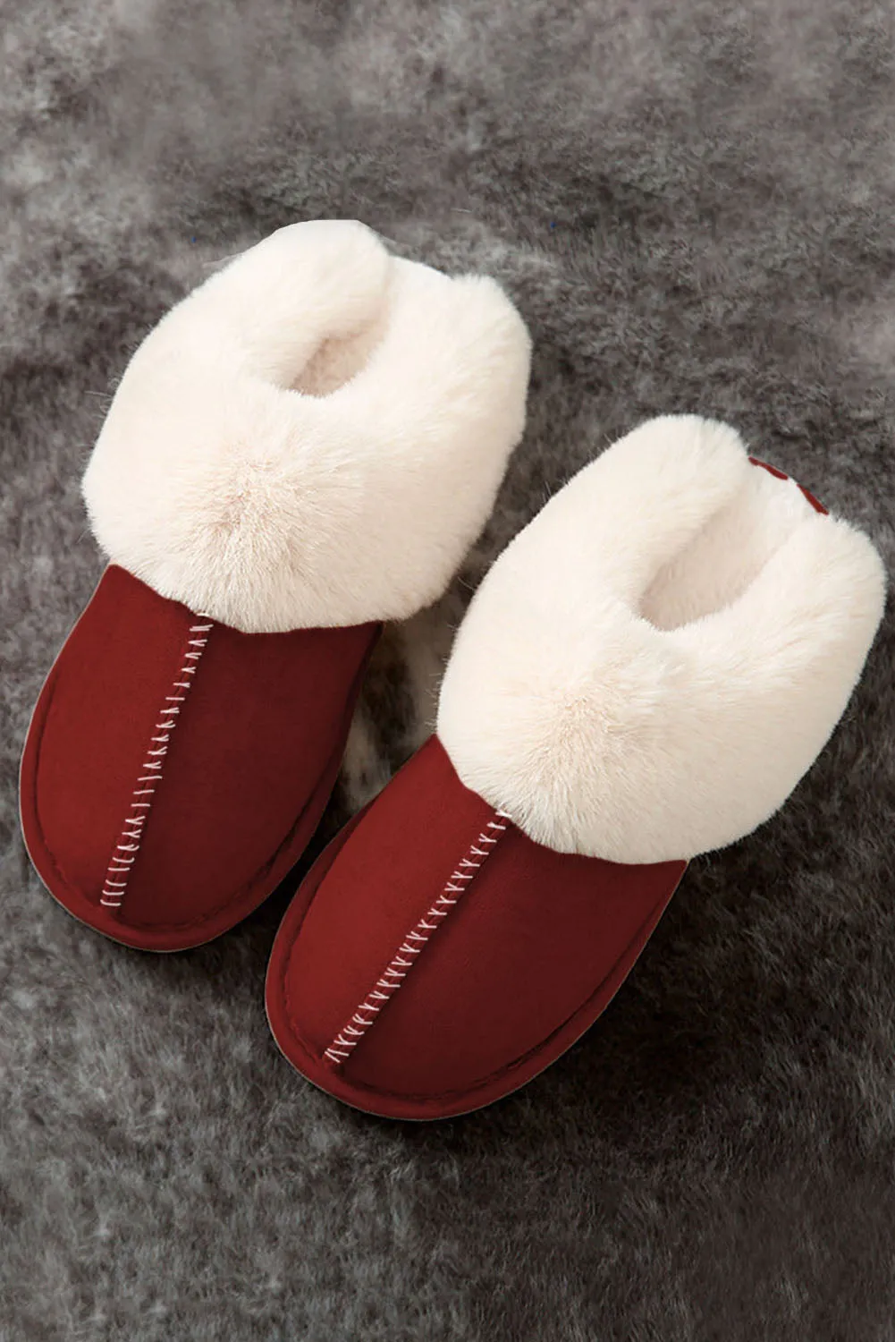 Cut and Sew Faux Suede Plush Lined Slippers