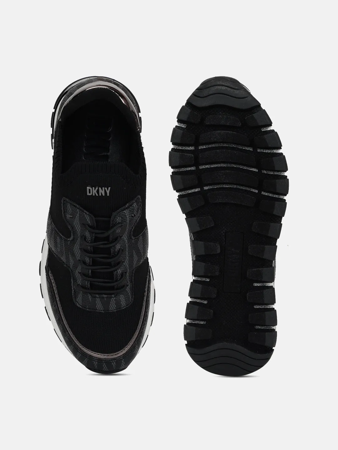 Dkny Women Black Colourblocked Round Toe Lace-Ups Sneakers