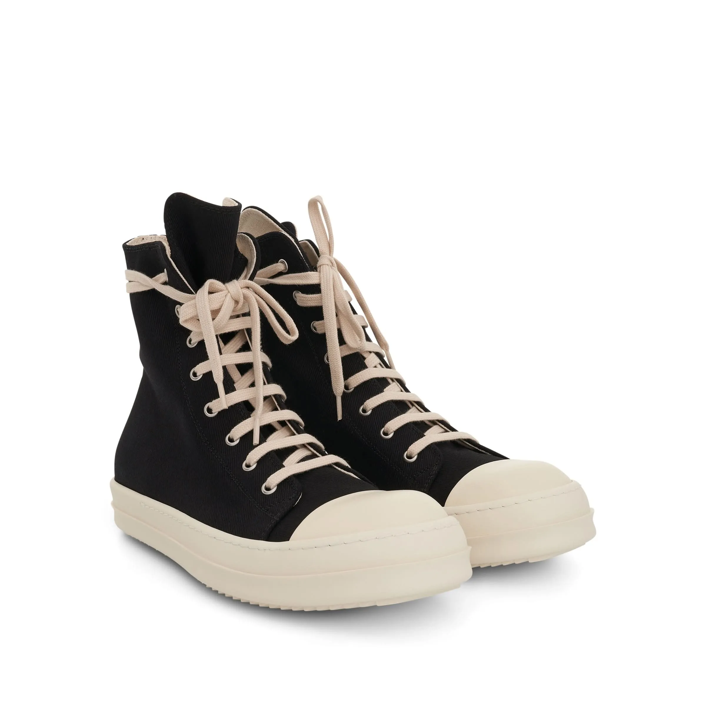 DRKSHDW Ramones High Denim Sneaker in Black/Milk