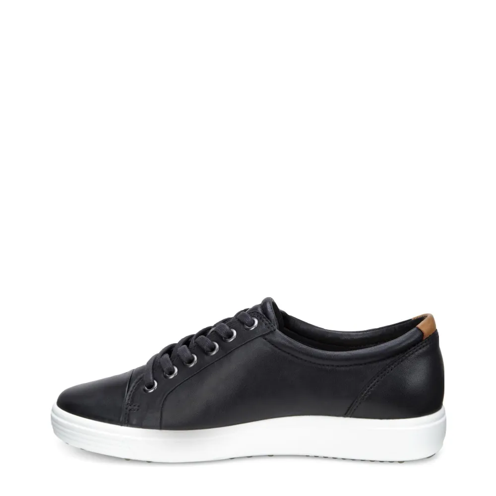 Ecco Women's Soft 7 Leather Lace Sneaker in Black