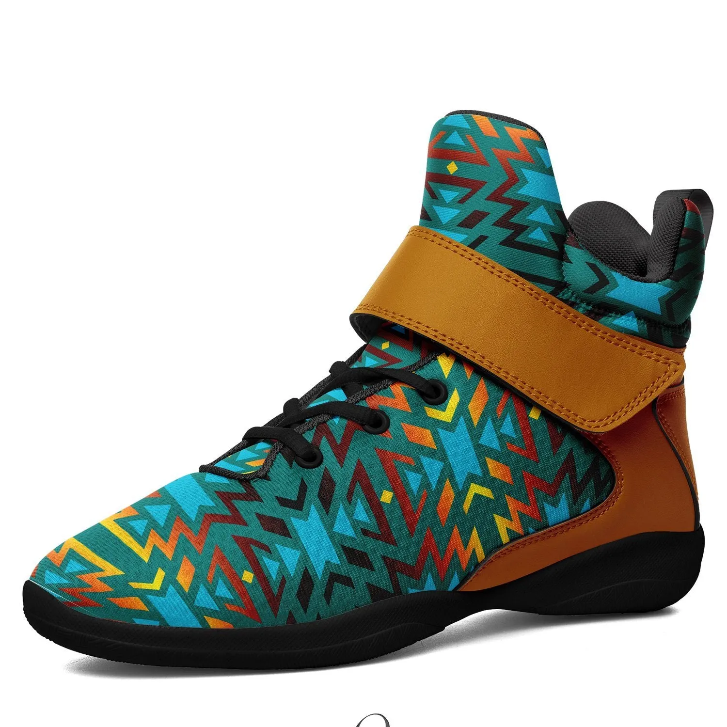 Fire Colors and Turquoise Teal Ipottaa Basketball / Sport High Top Shoes