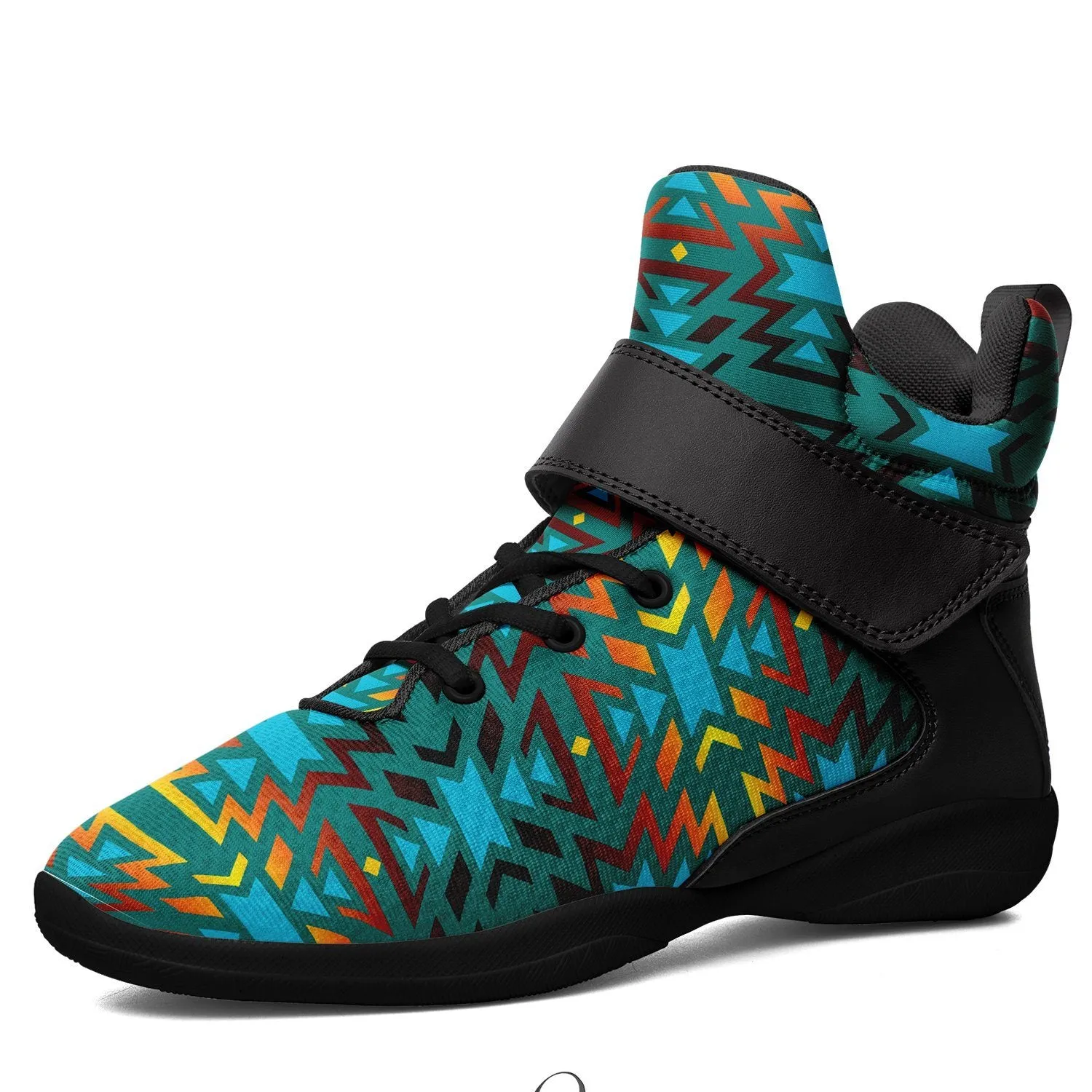 Fire Colors and Turquoise Teal Ipottaa Basketball / Sport High Top Shoes