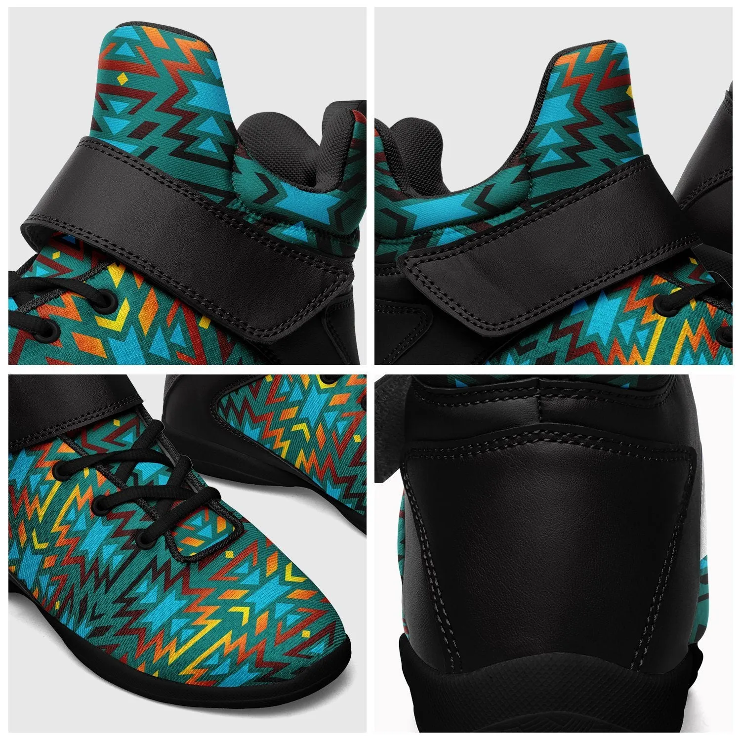 Fire Colors and Turquoise Teal Ipottaa Basketball / Sport High Top Shoes