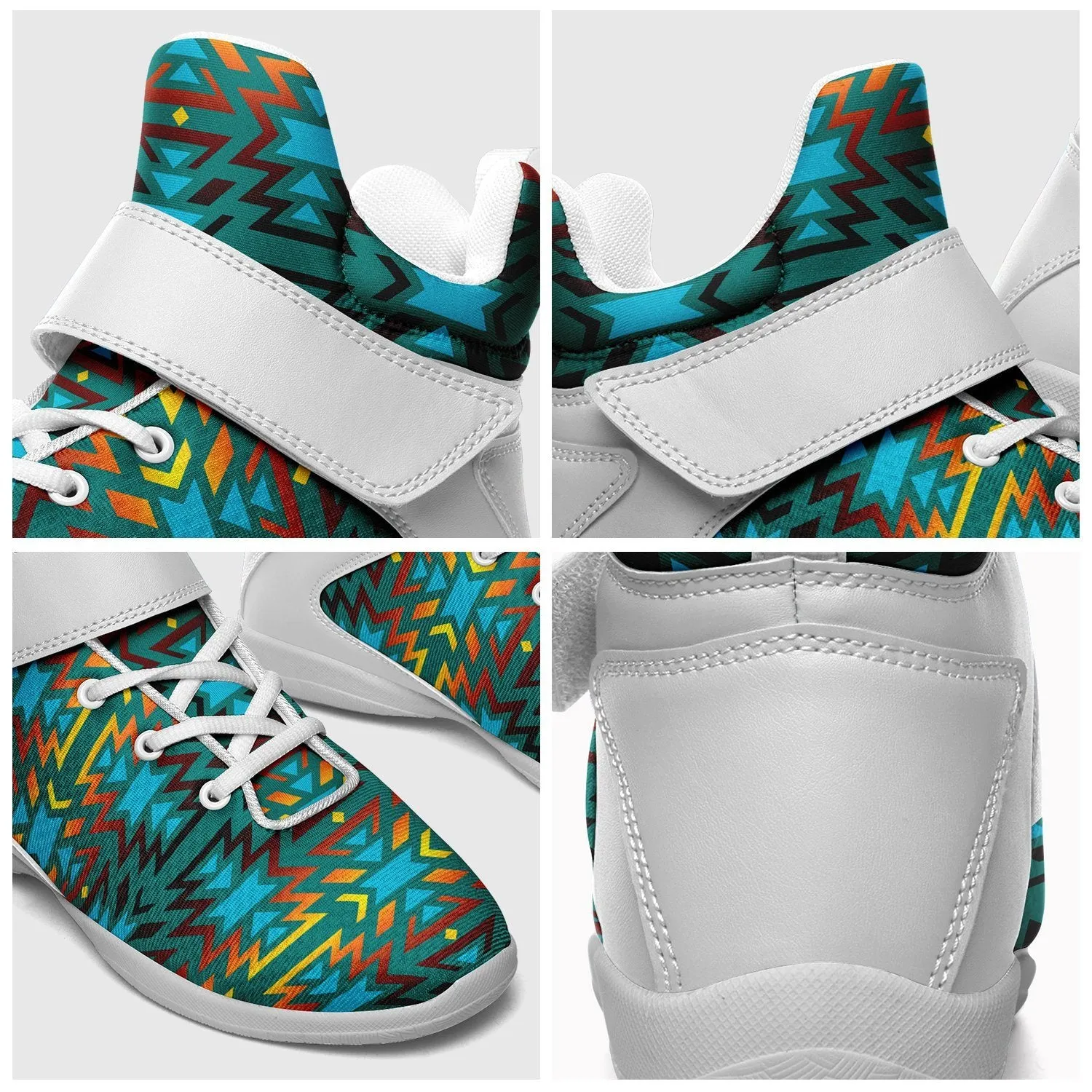 Fire Colors and Turquoise Teal Ipottaa Basketball / Sport High Top Shoes