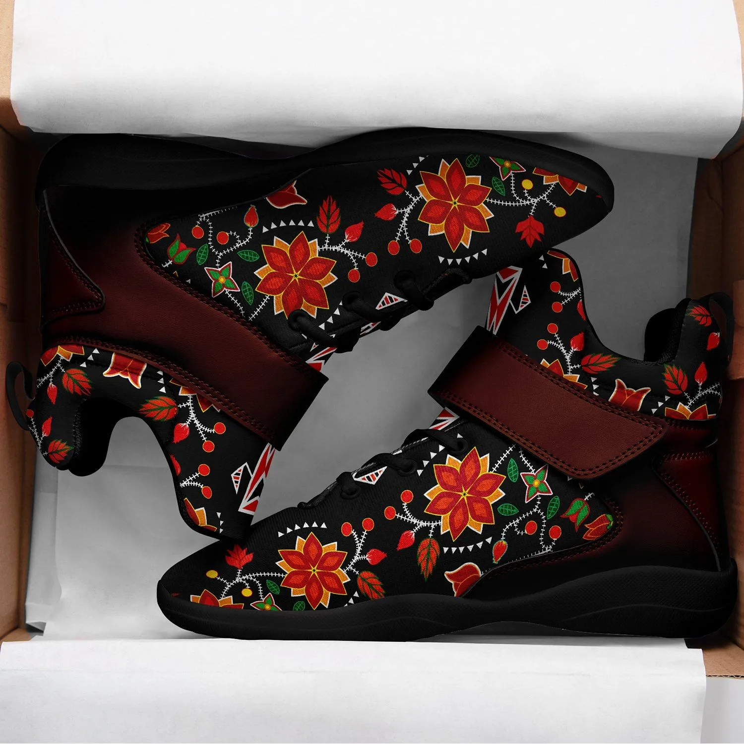 Floral Beadwork Six Bands Ipottaa Basketball / Sport High Top Shoes