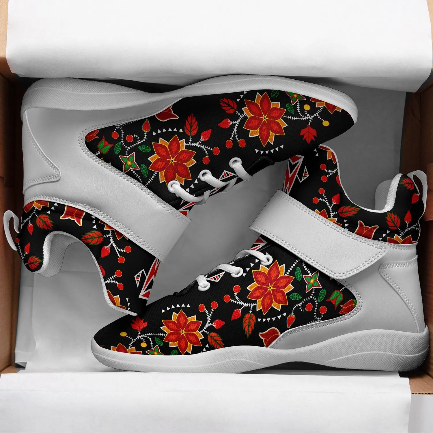 Floral Beadwork Six Bands Ipottaa Basketball / Sport High Top Shoes