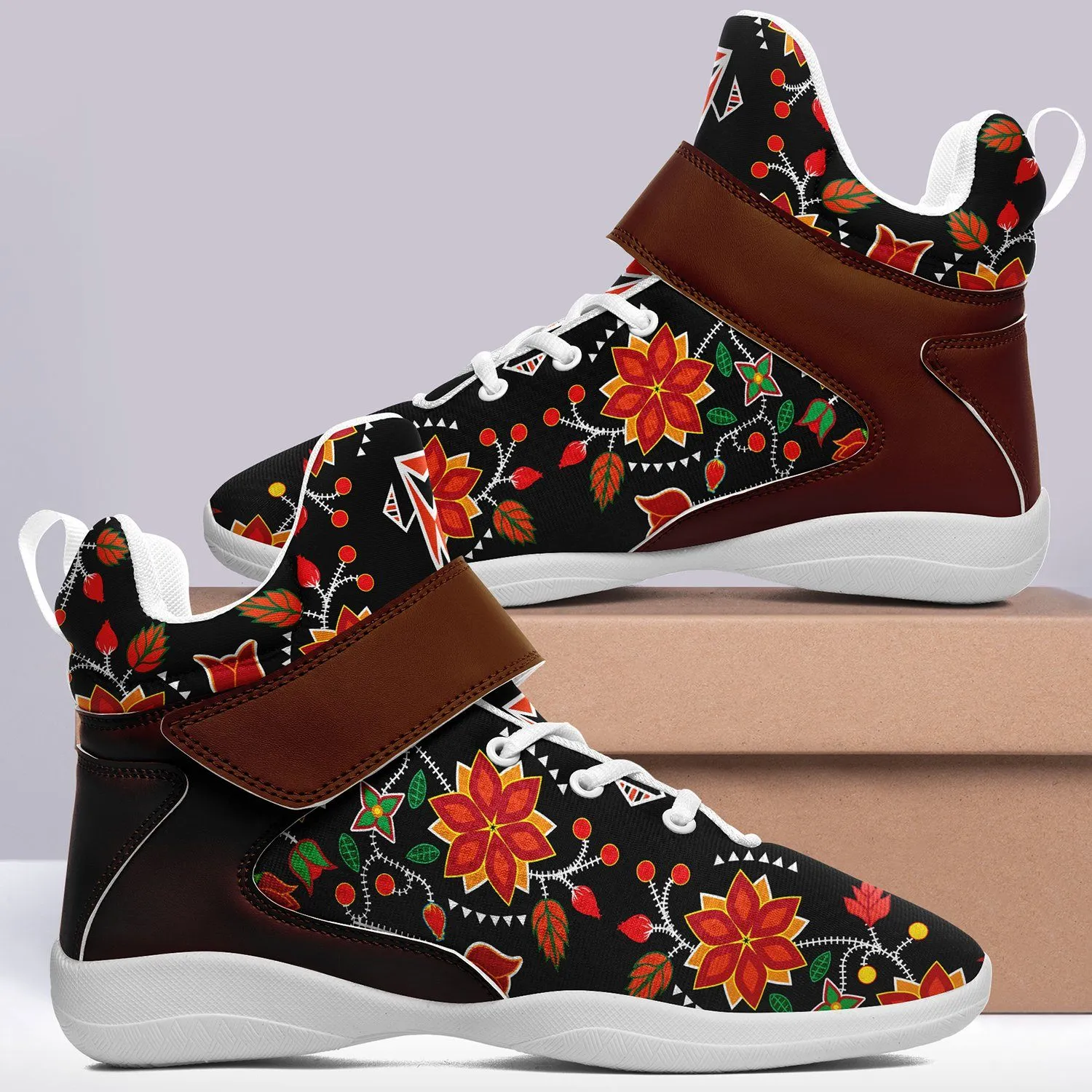 Floral Beadwork Six Bands Ipottaa Basketball / Sport High Top Shoes