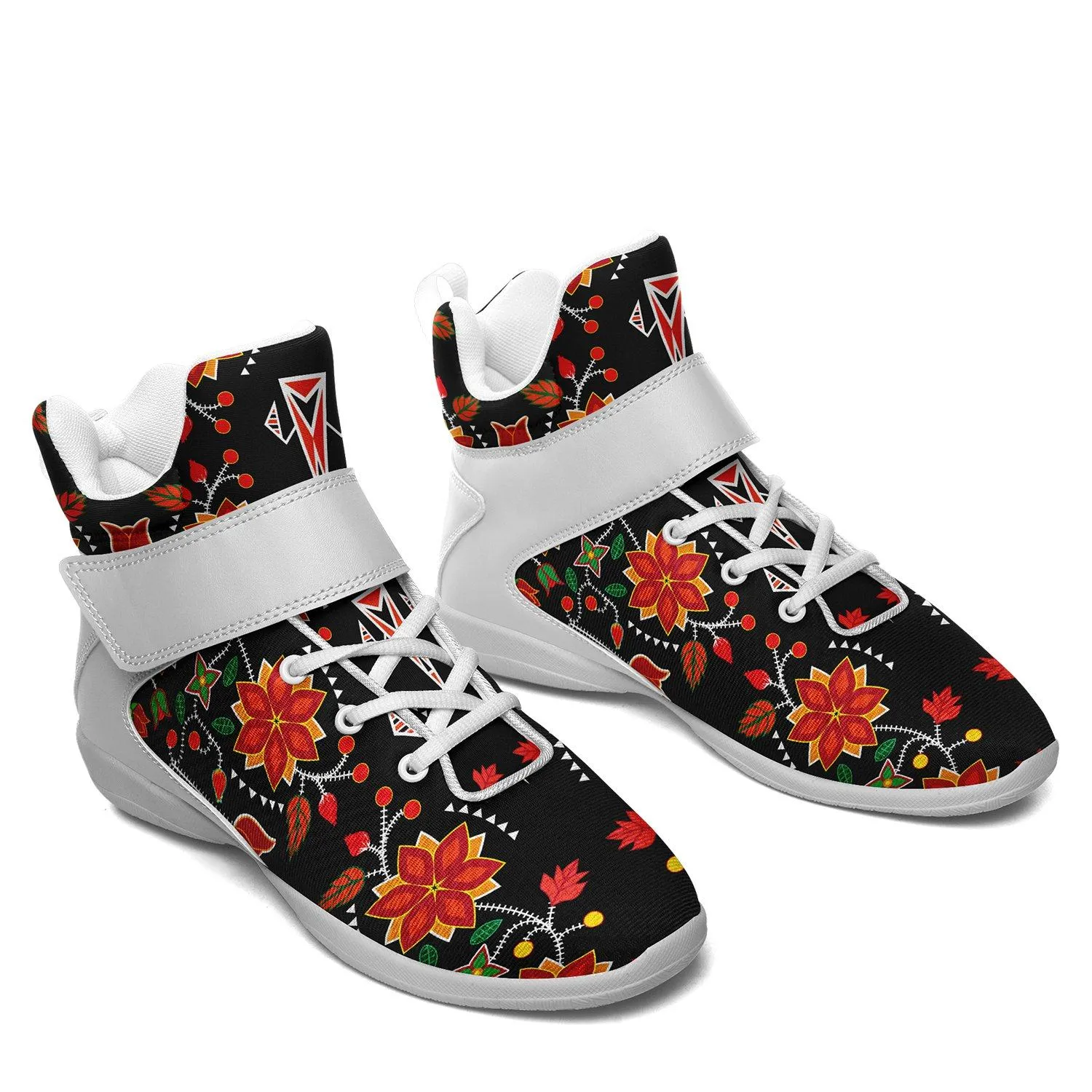 Floral Beadwork Six Bands Ipottaa Basketball / Sport High Top Shoes